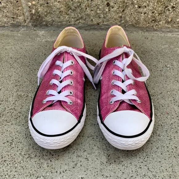 CONVERSE Pink Glitter Sneakers Girls 4.5 EU 37 Chuck Taylor All Star Shoe Shoe - Picture 2 of 9